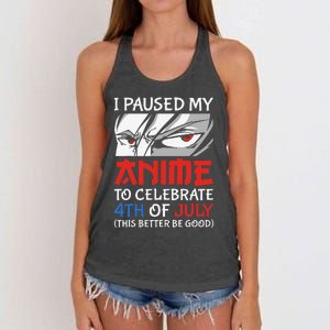 I Paused My Anime To Celebrate 4th Of July Funny 4th Of July Women's Knotted Racerback Tank