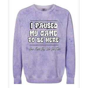 I Paused My Game To Be Here How Fast Can We Do This Gift Colorblast Crewneck Sweatshirt