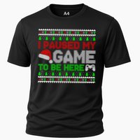 I Paused My Game To Be Here Christmas Gamer Ugly Gift Cooling Performance Crew T-Shirt