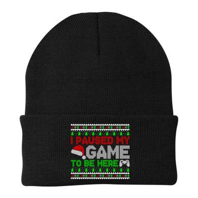 I Paused My Game To Be Here Christmas Gamer Ugly Gift Beanie