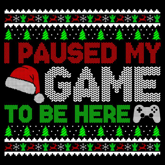 I Paused My Game To Be Here Christmas Gamer Ugly Gift Drawstring Bag
