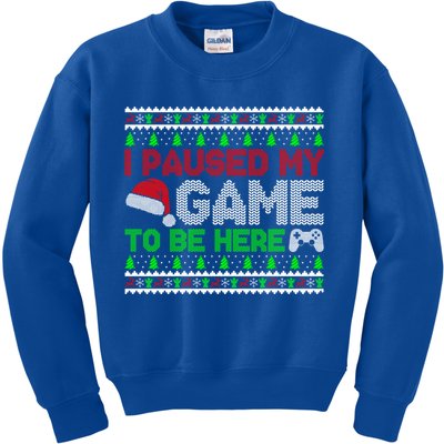 I Paused My Game To Be Here Christmas Gamer Ugly Gift Kids Sweatshirt