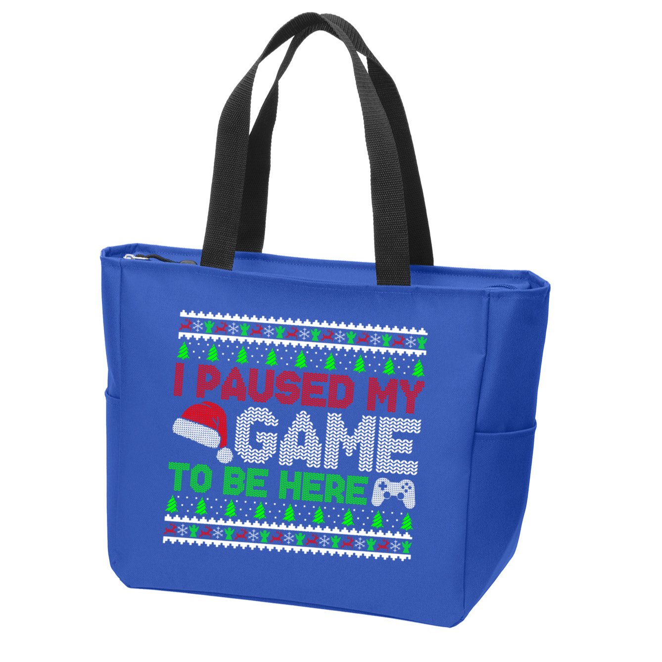 I Paused My Game To Be Here Christmas Gamer Ugly Gift Zip Tote Bag
