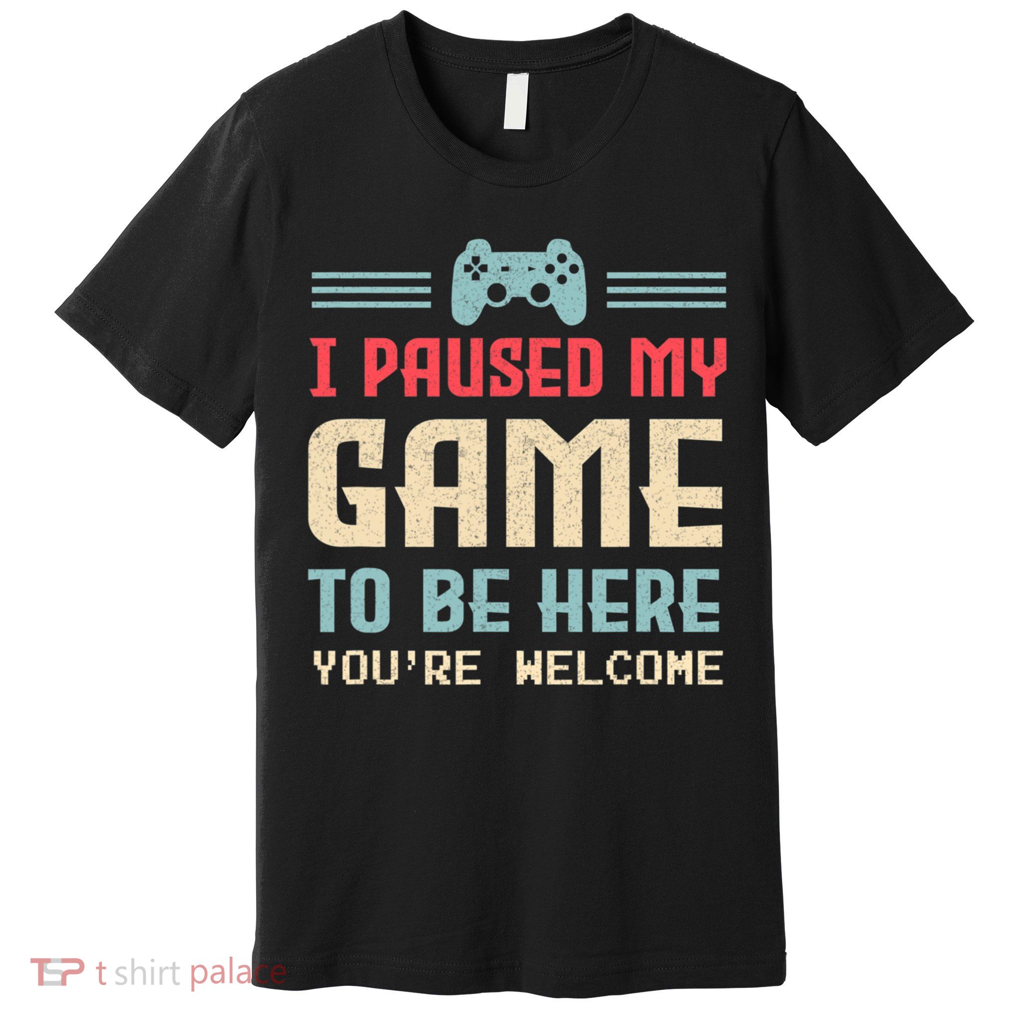 I Paused My Game To Be Here You're Welcome Retro Gamer Gift Premium T-Shirt