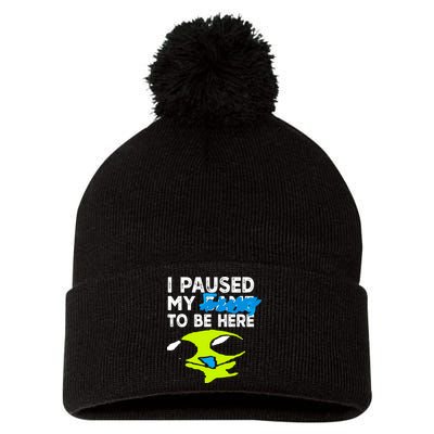 I Paused My Flug To Be Here Pom Pom 12in Knit Beanie