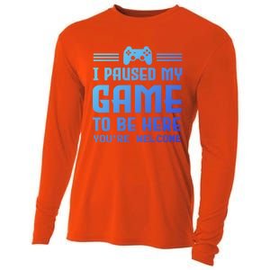 I Paused My Game To Be Here Funny Game Lovers Retro Gift Cooling Performance Long Sleeve Crew