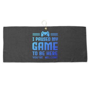 I Paused My Game To Be Here Funny Game Lovers Retro Gift Large Microfiber Waffle Golf Towel