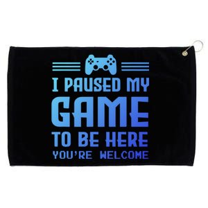 I Paused My Game To Be Here Funny Game Lovers Retro Gift Grommeted Golf Towel