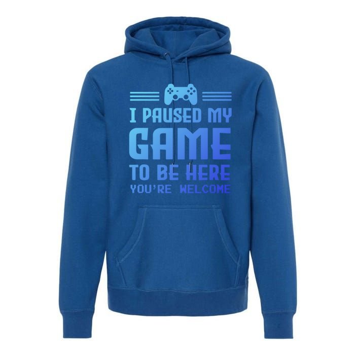 I Paused My Game To Be Here Funny Game Lovers Retro Gift Premium Hoodie