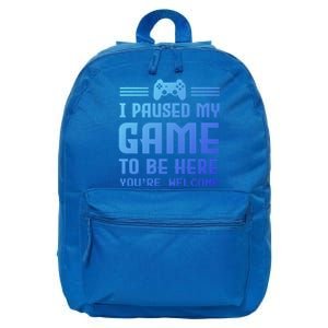 I Paused My Game To Be Here Funny Game Lovers Retro Gift 16 in Basic Backpack