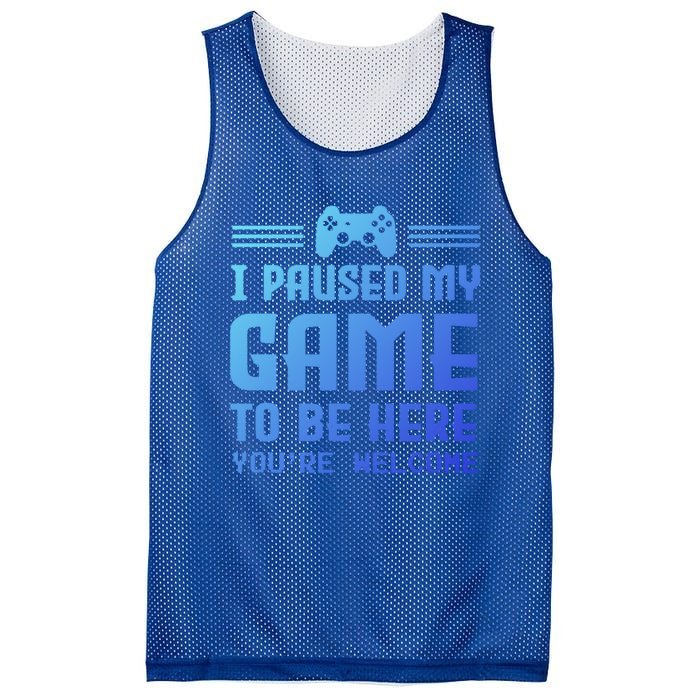 I Paused My Game To Be Here Funny Game Lovers Retro Gift Mesh Reversible Basketball Jersey Tank