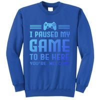 I Paused My Game To Be Here Funny Game Lovers Retro Gift Tall Sweatshirt