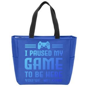 I Paused My Game To Be Here Funny Game Lovers Retro Gift Zip Tote Bag