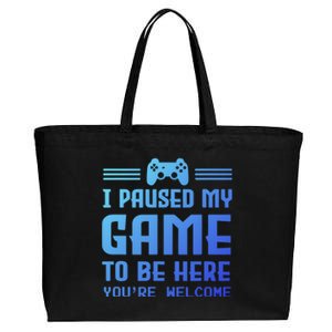 I Paused My Game To Be Here Funny Game Lovers Retro Gift Cotton Canvas Jumbo Tote