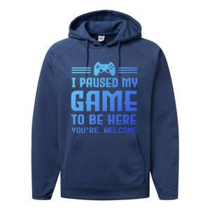 I Paused My Game To Be Here Funny Game Lovers Retro Gift Performance Fleece Hoodie