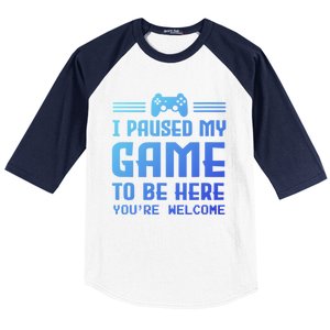 I Paused My Game To Be Here Funny Game Lovers Retro Gift Baseball Sleeve Shirt