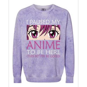 I Paused My Anime To Be Here Kawaii Otaku Colorblast Crewneck Sweatshirt