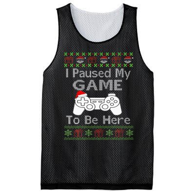 I Paused My Game To Be Here Ugly Sweater Funny Christmas Mesh Reversible Basketball Jersey Tank