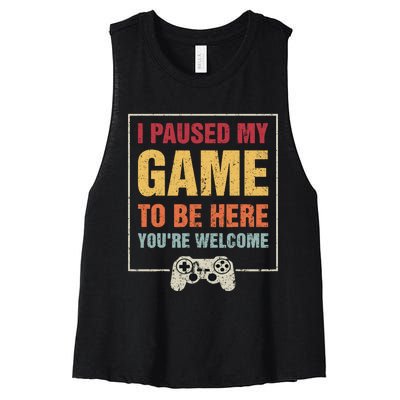 I Paused My Game To Be Here Teen Boy Gifts Video Gamer Women's Racerback Cropped Tank