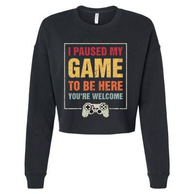 I Paused My Game To Be Here Teen Boy Gifts Video Gamer Cropped Pullover Crew