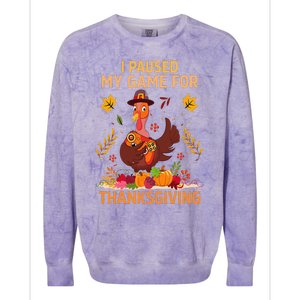 I Paused My Game For Thanksgiving Gamer Turkey Colorblast Crewneck Sweatshirt