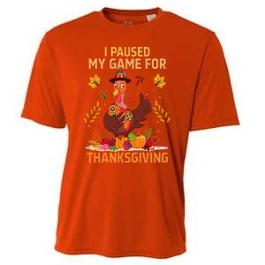 I Paused My Game For Thanksgiving Gamer Turkey Cooling Performance Crew T-Shirt