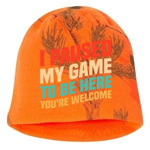 I Paused My Game To Be Here YouRe Welcome Funny Retro Gamer Gift Kati - Camo Knit Beanie