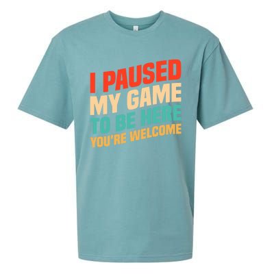 I Paused My Game To Be Here YouRe Welcome Funny Retro Gamer Gift Sueded Cloud Jersey T-Shirt