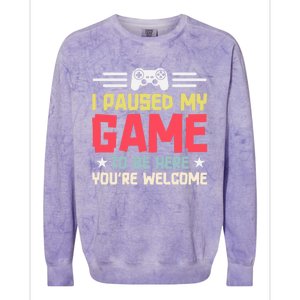 I Paused My Game To Be Here Gaming Funny Humor Joke Cute Gift Colorblast Crewneck Sweatshirt