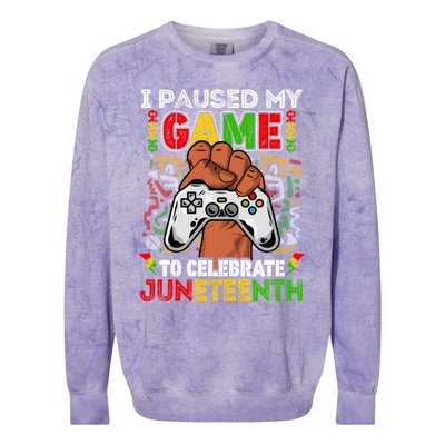 I Paused My Game To Celebrate Juneteenth Black Gamers Gift Colorblast Crewneck Sweatshirt