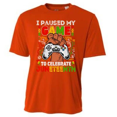 I Paused My Game To Celebrate Juneteenth Black Gamers Gift Cooling Performance Crew T-Shirt