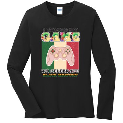 I Paused My Game To Celebrate Black History Month Afro Boy Ladies Long Sleeve Shirt