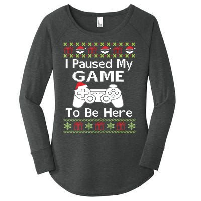 I Paused My Game To Be Here Ugly Sweater Funny Christmas Women's Perfect Tri Tunic Long Sleeve Shirt