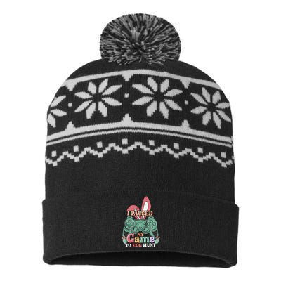 I Paused My Game To Egg Hunt Easter Funny Gamer Boys Kids USA-Made Snowflake Beanie