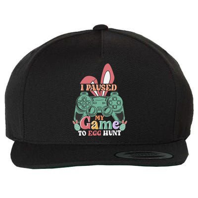 I Paused My Game To Egg Hunt Easter Funny Gamer Boys Kids Wool Snapback Cap