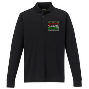 I Paused My Game To Be Here Christmas Gamer Ugly Great Gift Performance Long Sleeve Polo