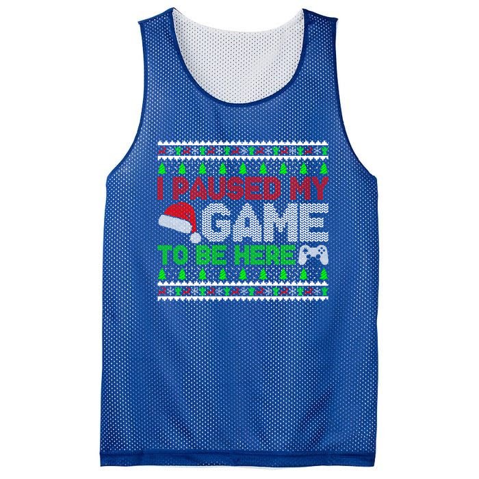 I Paused My Game To Be Here Christmas Gamer Ugly Great Gift Mesh Reversible Basketball Jersey Tank