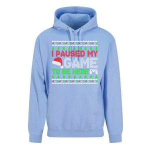 I Paused My Game To Be Here Christmas Gamer Ugly Great Gift Unisex Surf Hoodie