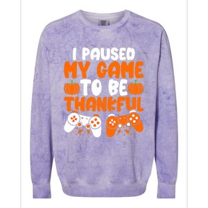 I Paused My Game To Be Thankful Video Gamer Thanksgiving Colorblast Crewneck Sweatshirt