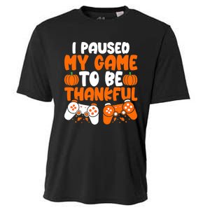 I Paused My Game To Be Thankful Video Gamer Thanksgiving Cooling Performance Crew T-Shirt