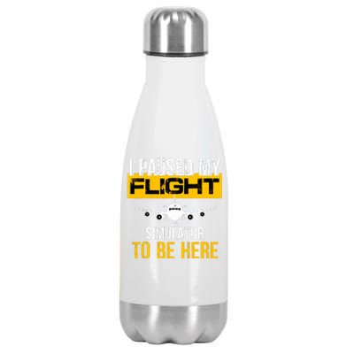 I Paused My Flight Simulator To Be Here To Best Pilot Stainless Steel Insulated Water Bottle