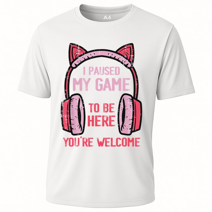 I Paused My Game To Be Here YouRe Welcome Retro Gamer Cooling Performance Crew T-Shirt