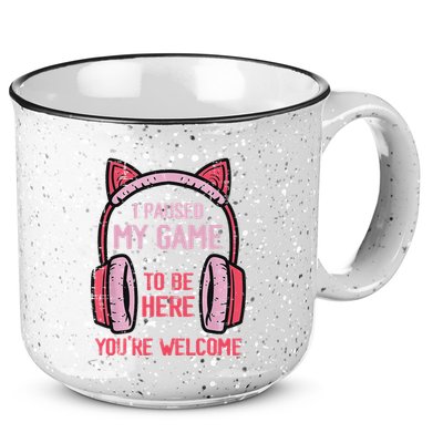 I Paused My Game To Be Here YouRe Welcome Retro Gamer 15oz Campfire Ceramic Mug
