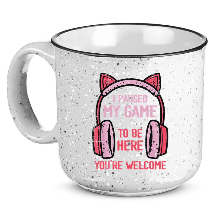 I Paused My Game To Be Here YouRe Welcome Retro Gamer 15oz Campfire Ceramic Mug