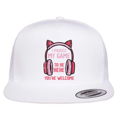 I Paused My Game To Be Here YouRe Welcome Retro Gamer Flatbill Hat