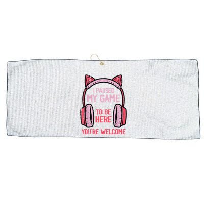 I Paused My Game To Be Here YouRe Welcome Retro Gamer Large Microfiber Waffle Golf Towel