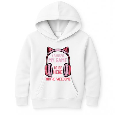I Paused My Game To Be Here YouRe Welcome Retro Gamer Kids Hoodie