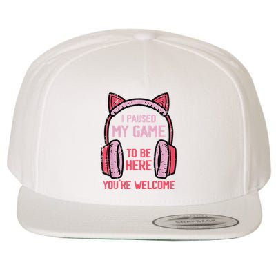 I Paused My Game To Be Here YouRe Welcome Retro Gamer Wool Snapback Cap