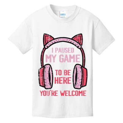 I Paused My Game To Be Here YouRe Welcome Retro Gamer Kids T-Shirt