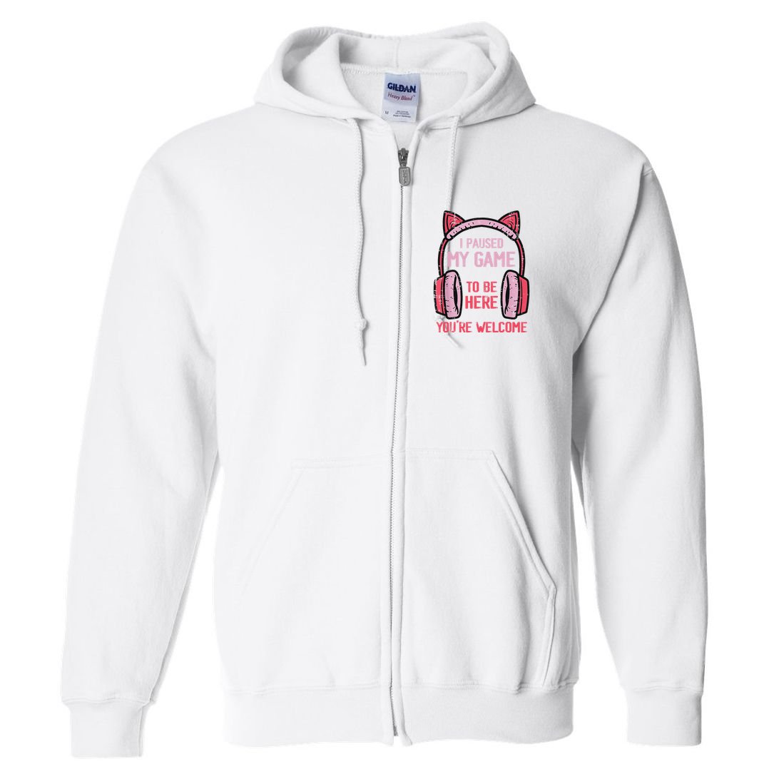 I Paused My Game To Be Here YouRe Welcome Retro Gamer Full Zip Hoodie